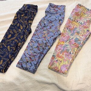 NWOT LuLaRoe Kids Leggings Trio in Navy, Lavender & Pink Paisley